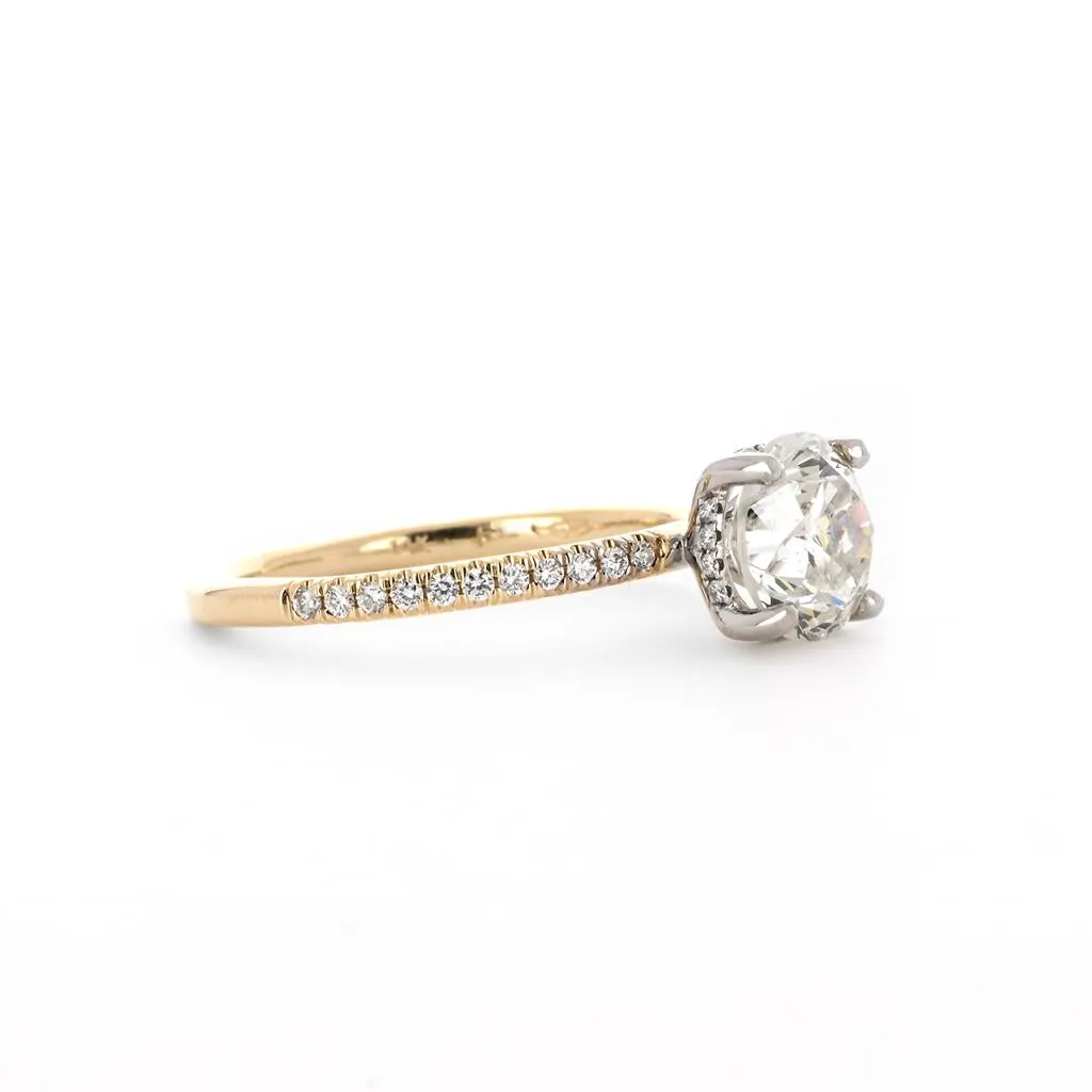 2.0ctw Round Diamond Engagement Ring, Hidden Halo, Pav - 14K White Gold