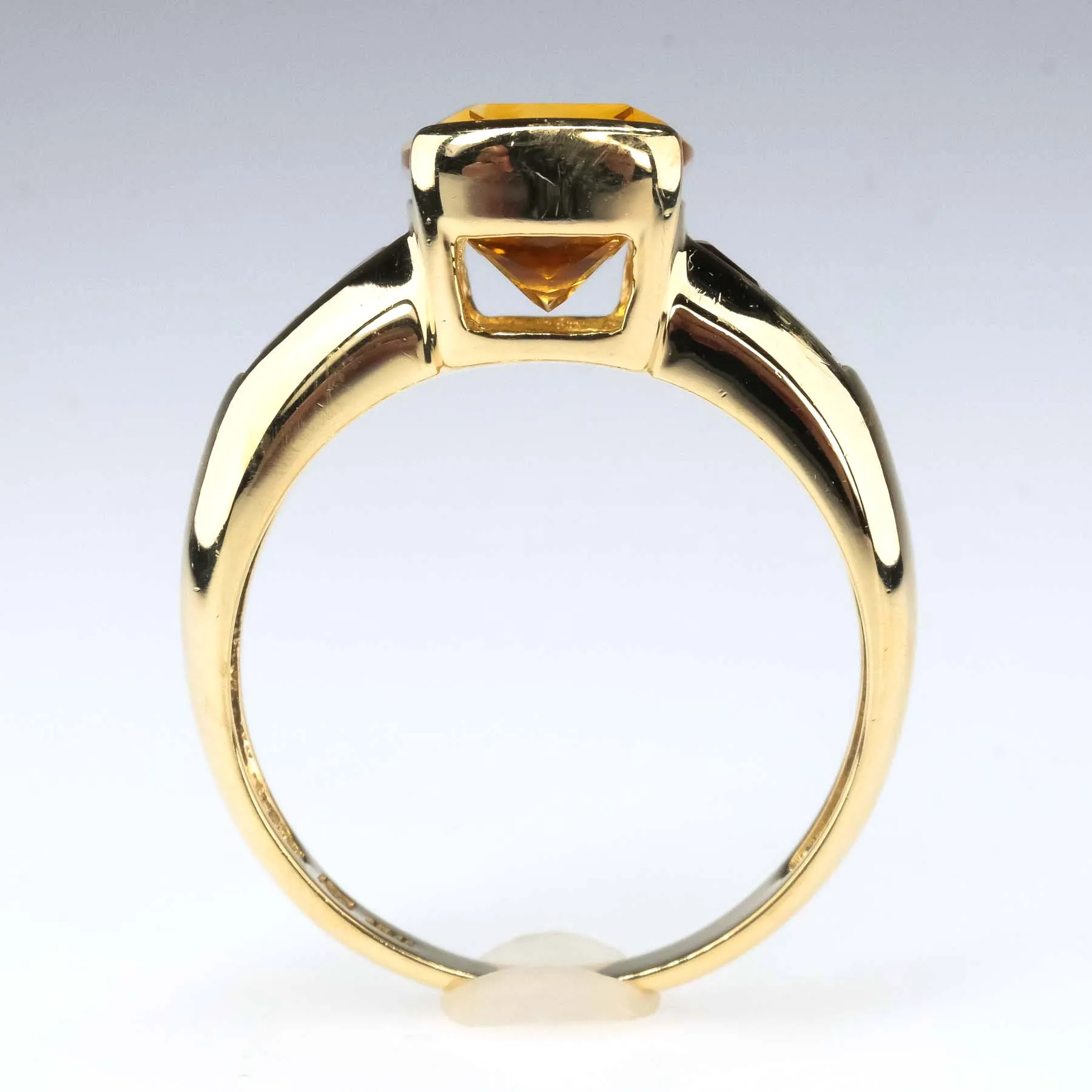 2.22ctw Cushion Citrine with Garnet Accented Gemstone Ring in 10K Yellow Gold