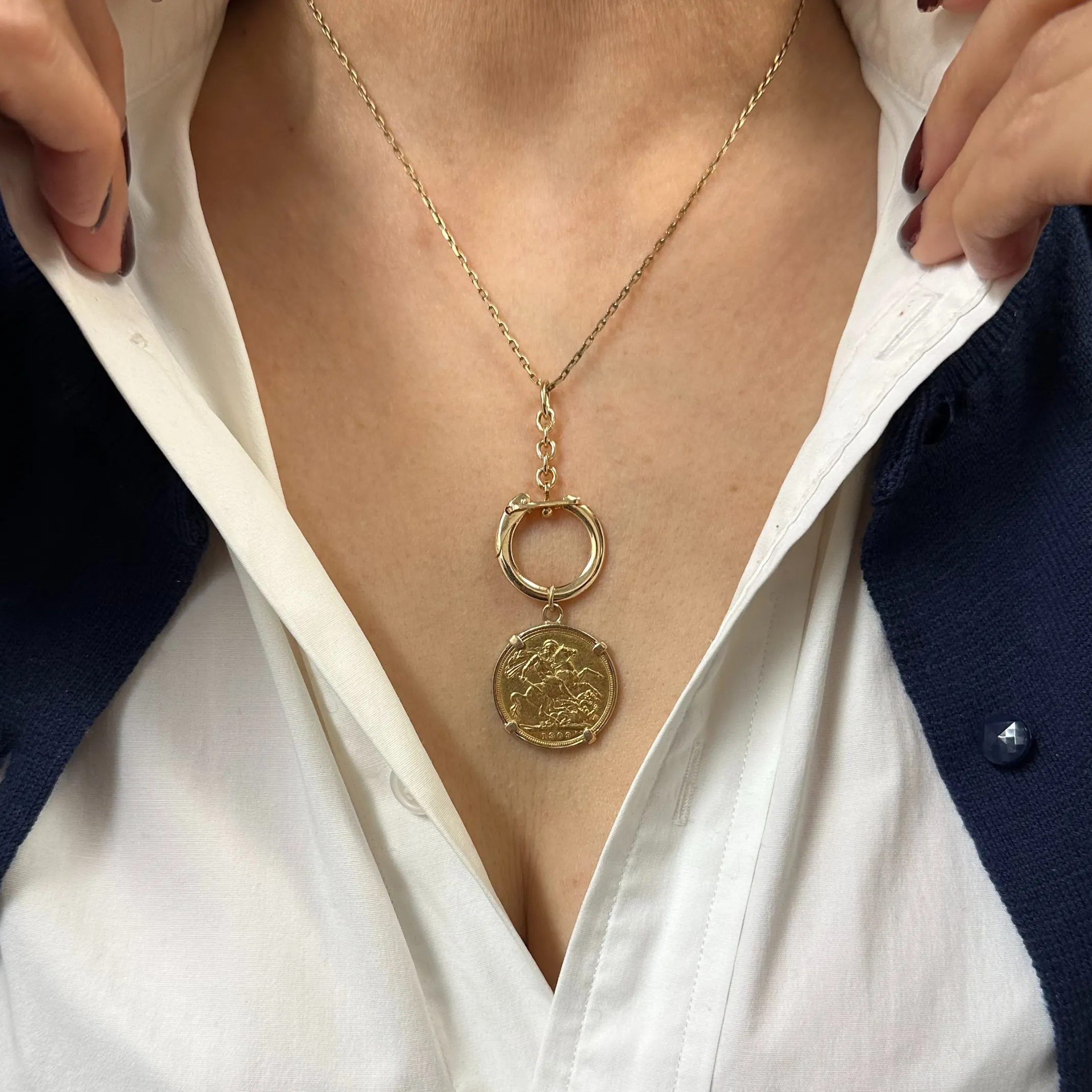 22k Gold 1909 British Sovereign Edward VII Coin Pendant