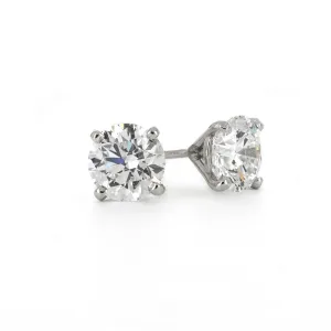 3.02ctw Round Lab-Grown Diamond Stud Earrings - 4 Prong