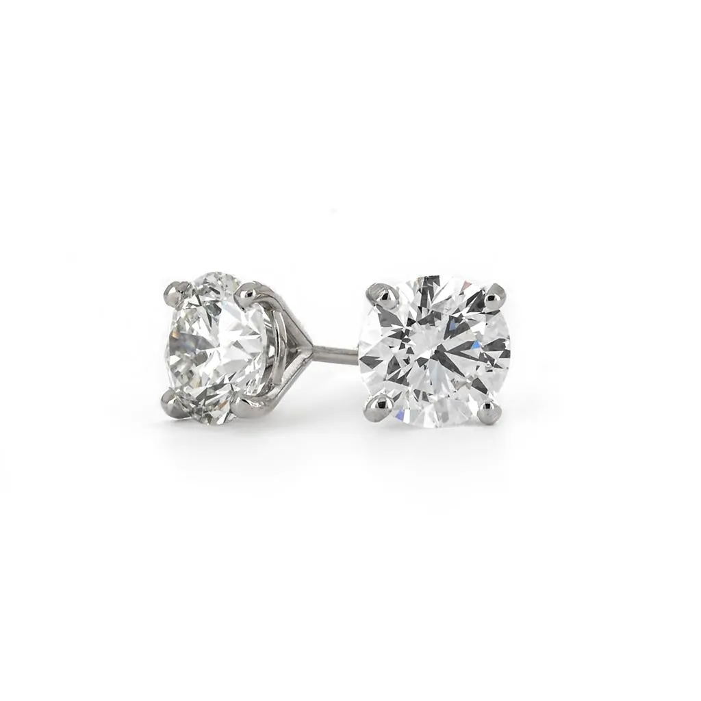 3.02ctw Round Lab-Grown Diamond Stud Earrings - 4 Prong
