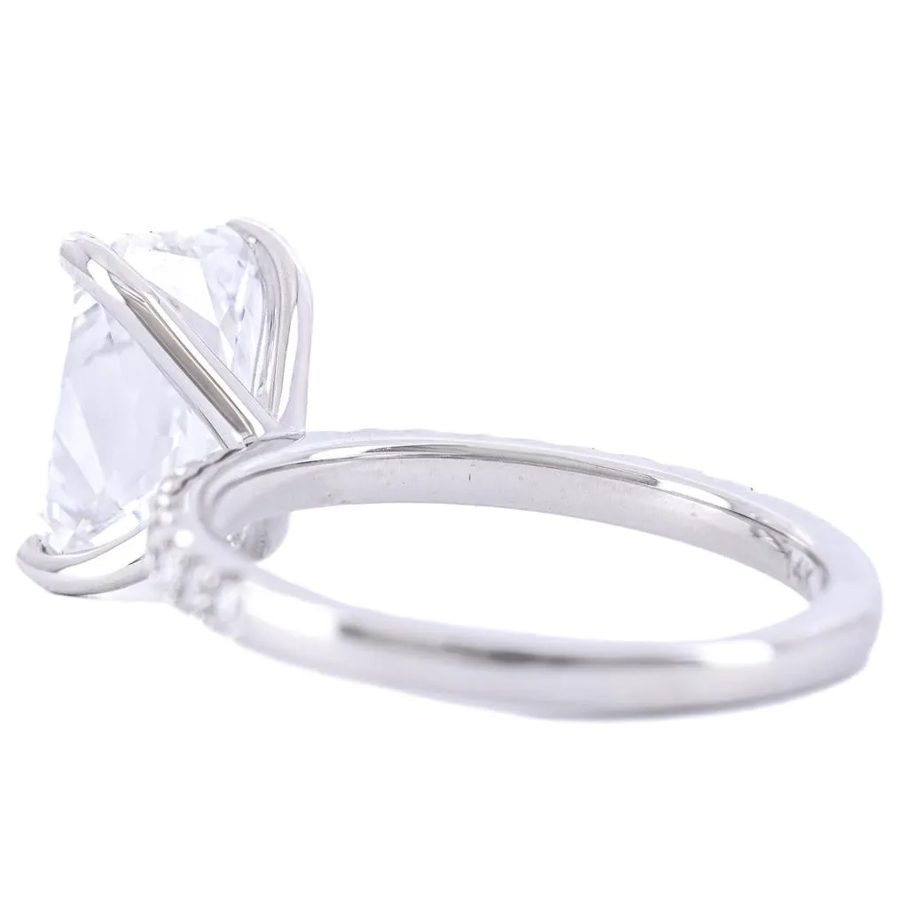 3.13CTW Radiant Diamond Engagement Ring - Pav Band - 14K White Gold