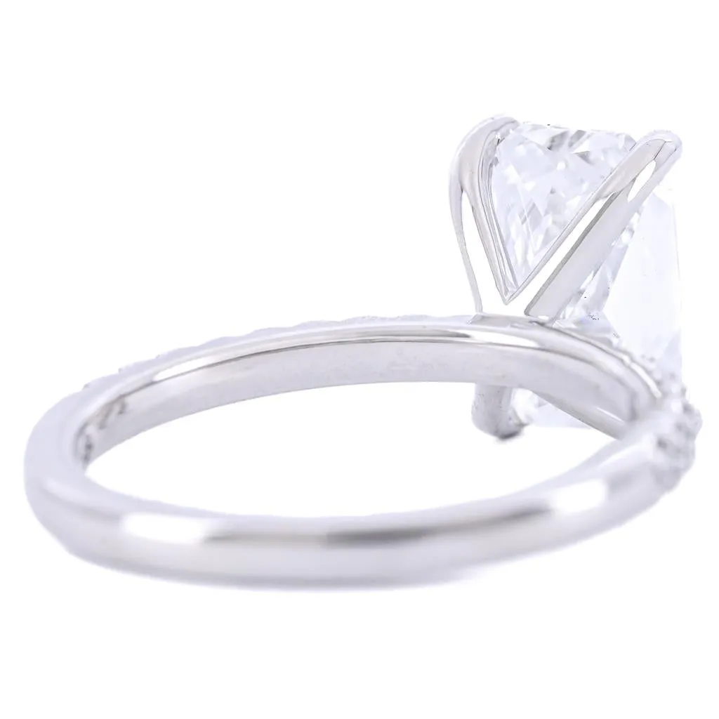 3.13CTW Radiant Diamond Engagement Ring - Pav Band - 14K White Gold