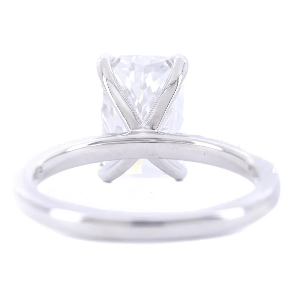 3.13CTW Radiant Diamond Engagement Ring - Pav Band - 14K White Gold