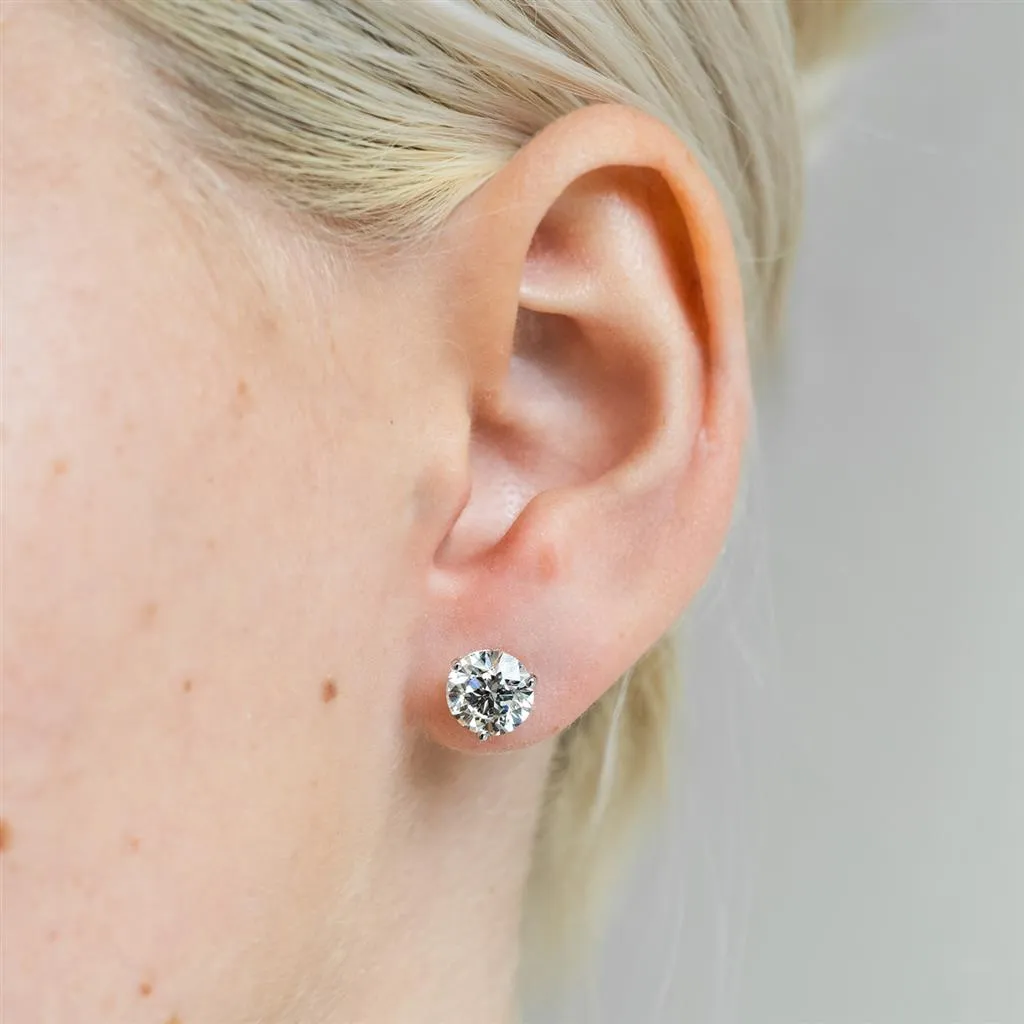 4.02ctw Round Diamond Studs - 14K White Gold