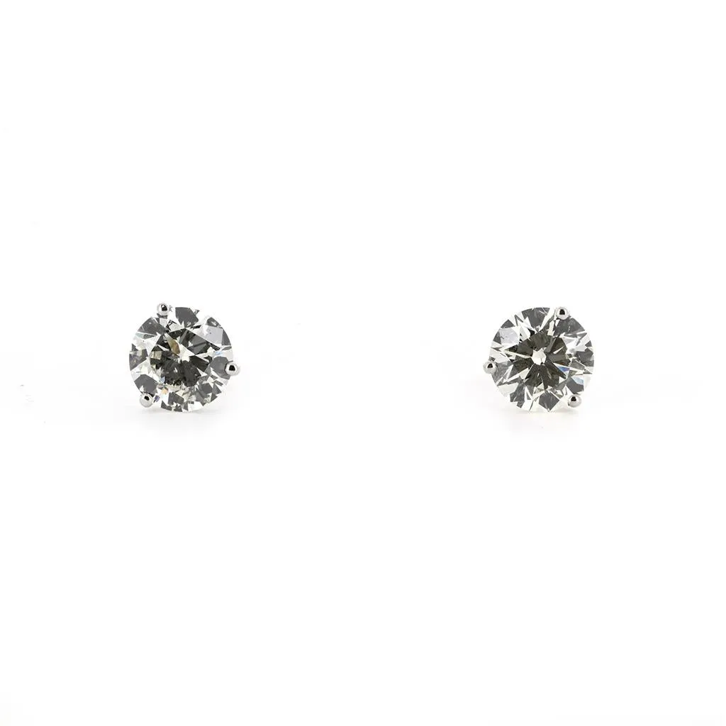 4.02ctw Round Diamond Studs - 14K White Gold