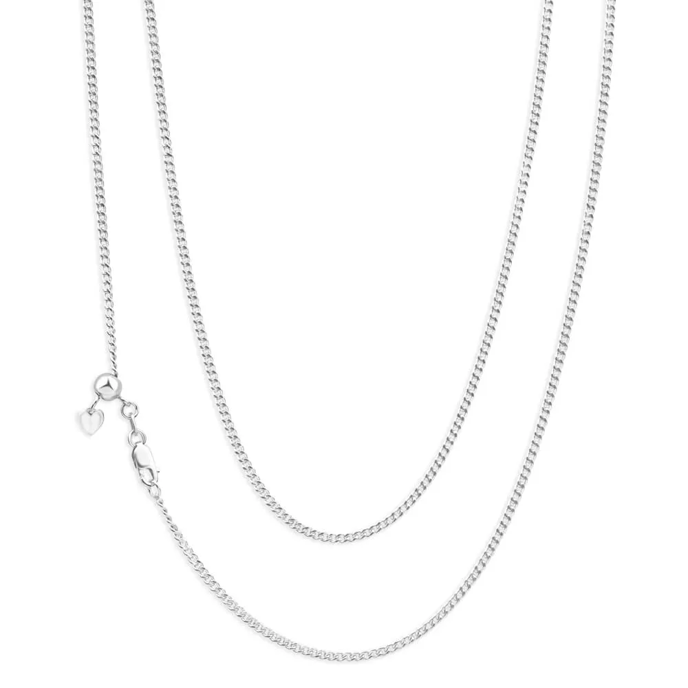 9ct Radiant White Gold Silver Filled Curb Chain