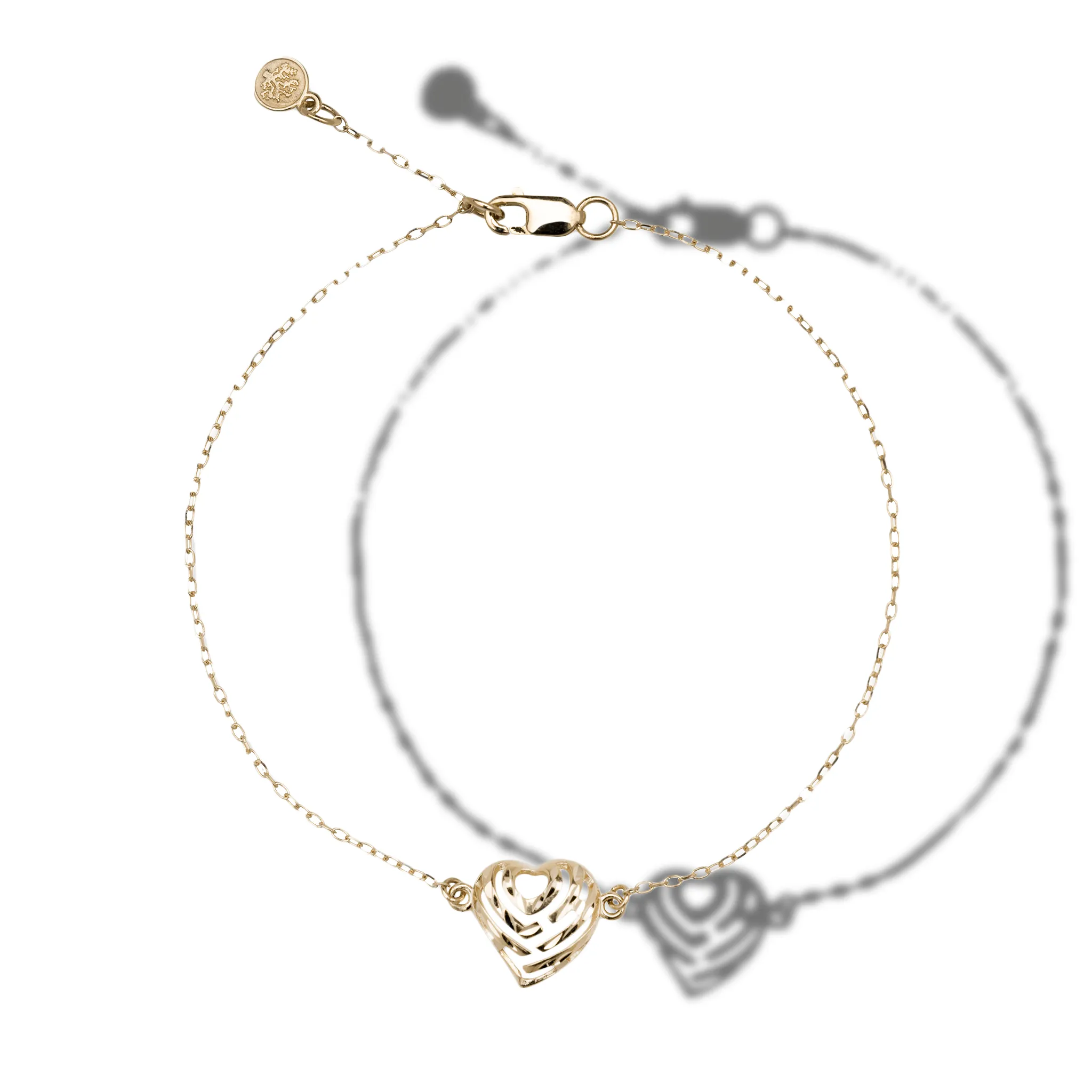 Adjustable 7-7.5" Aloha Heart Bracelet in Gold - 11mm