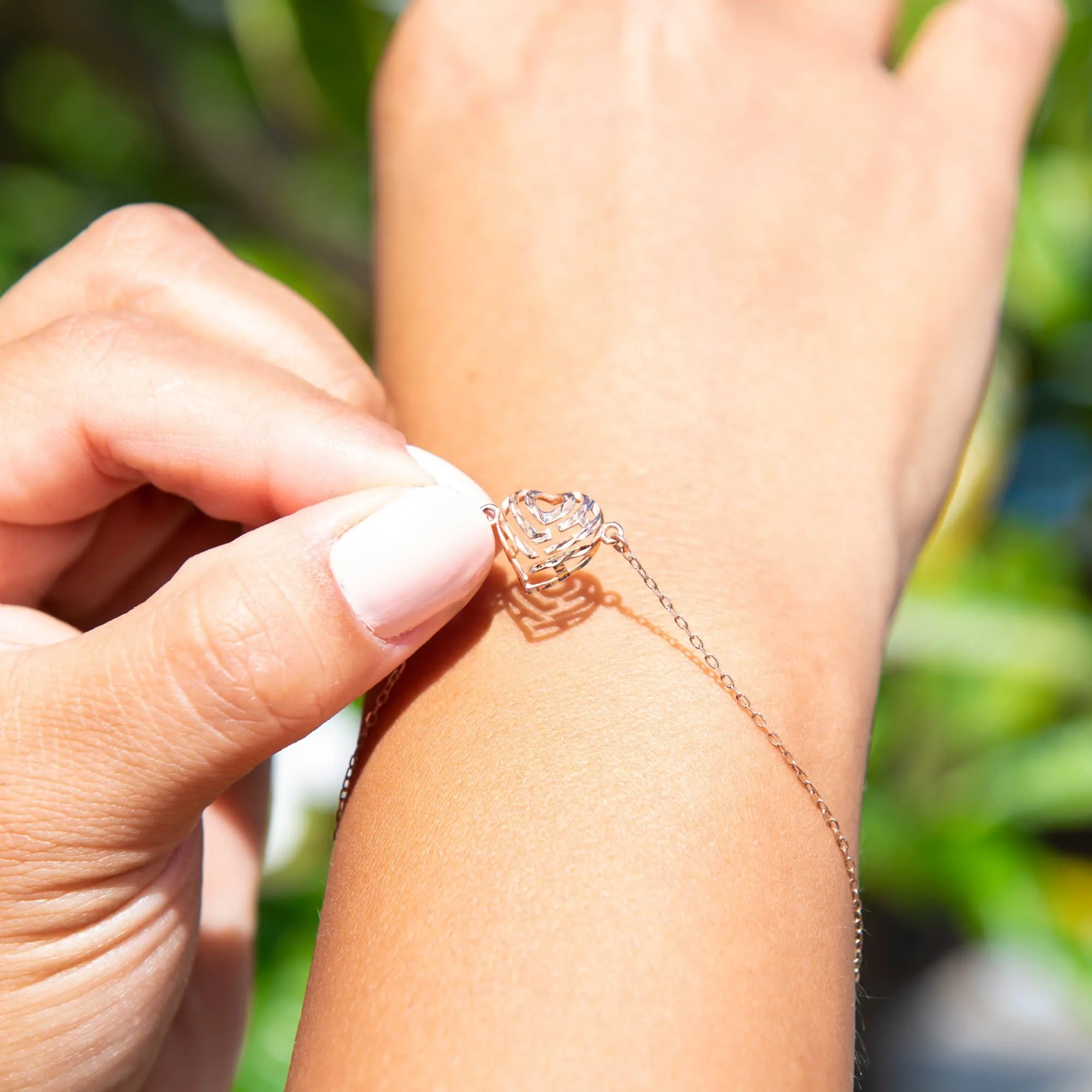 Adjustable 7-7.5" Aloha Heart Bracelet in Rose Gold - 11mm