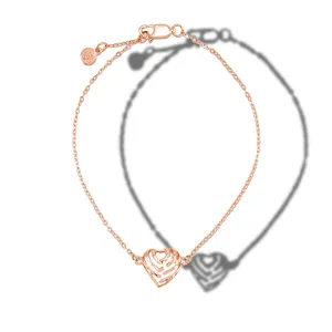 Adjustable 7-7.5" Aloha Heart Bracelet in Rose Gold - 11mm