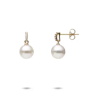 Akoya Pearl Earrings with Diamonds in Gold - 8mm