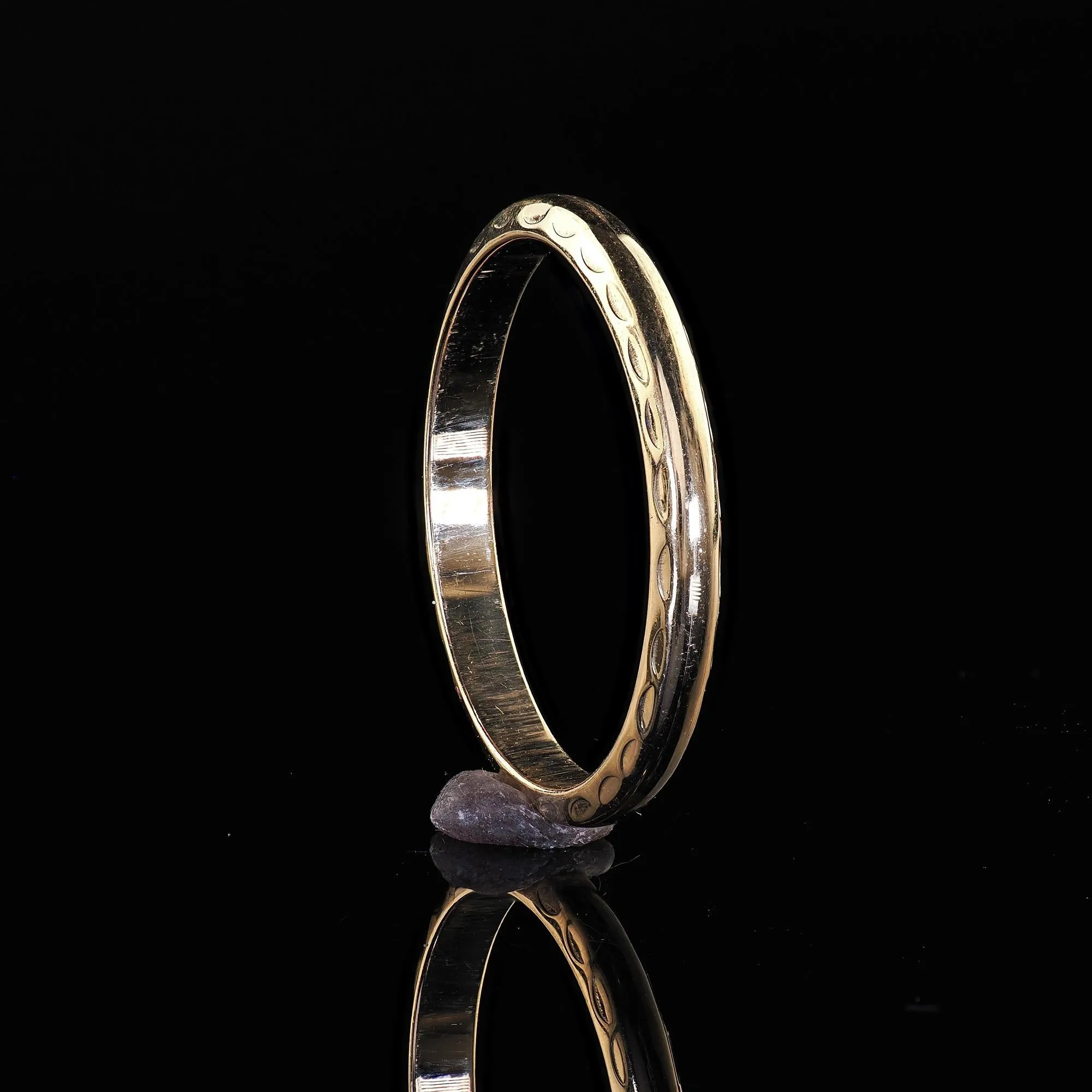 Antique Art Deco 14K Yellow Gold Engraved Classic Wedding Band - Size 6