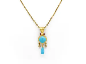 ARA Turquoise Pendant in 23K Gold