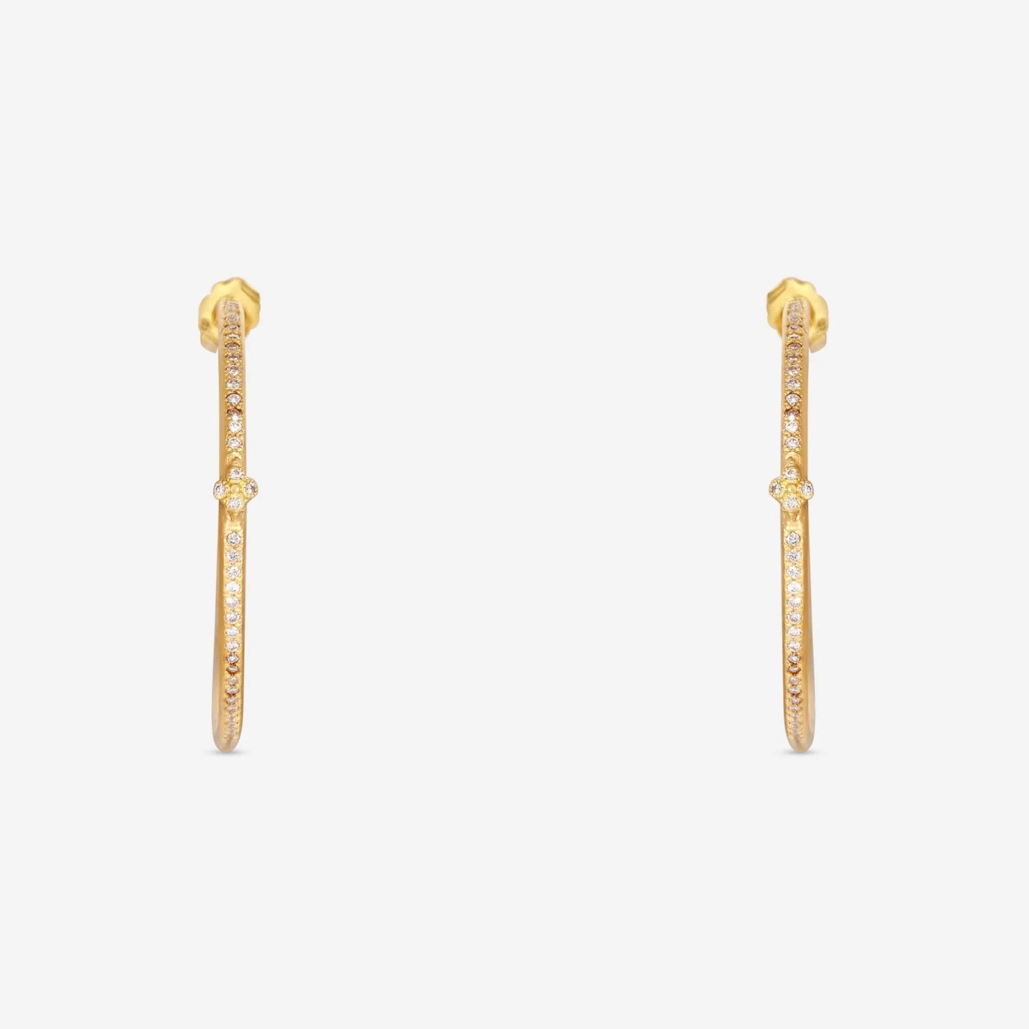 Armenta Sueno 18K Yellow Gold Crivelli Diamond Hoop Earrings 12448