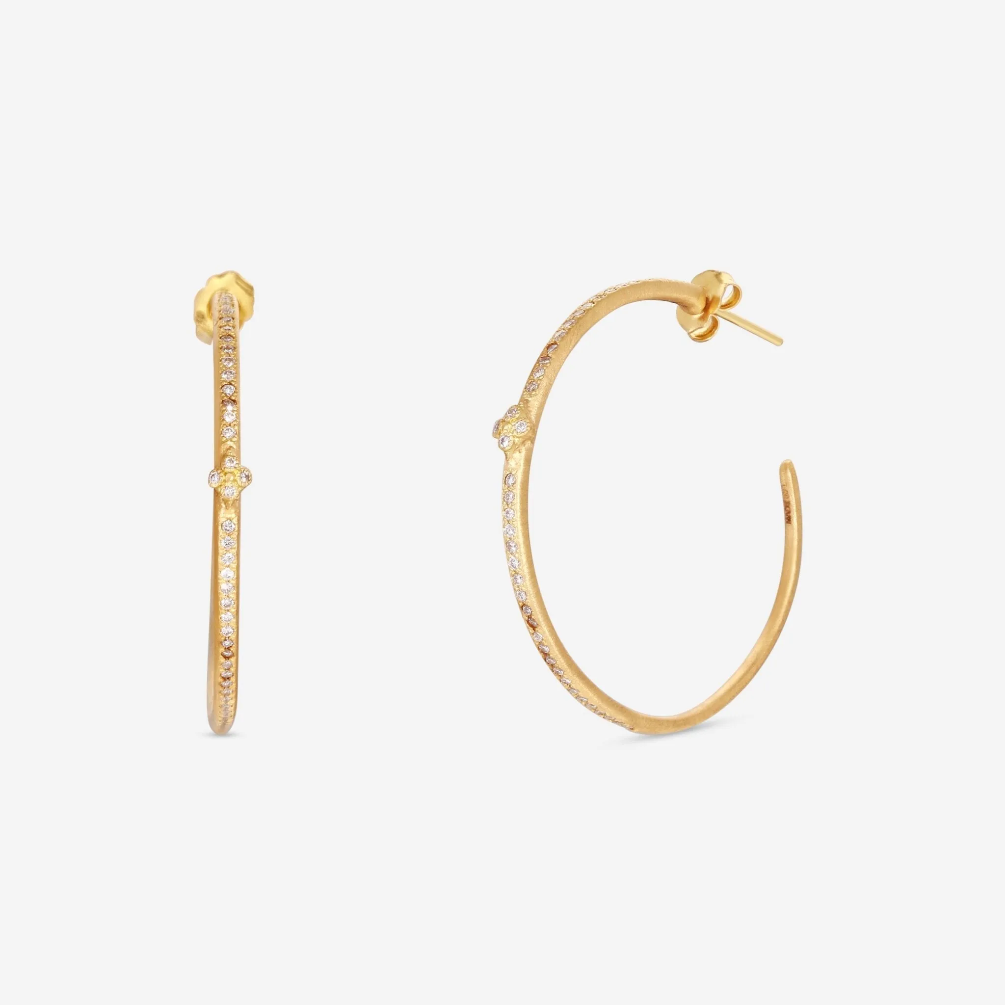 Armenta Sueno 18K Yellow Gold Crivelli Diamond Hoop Earrings 12448