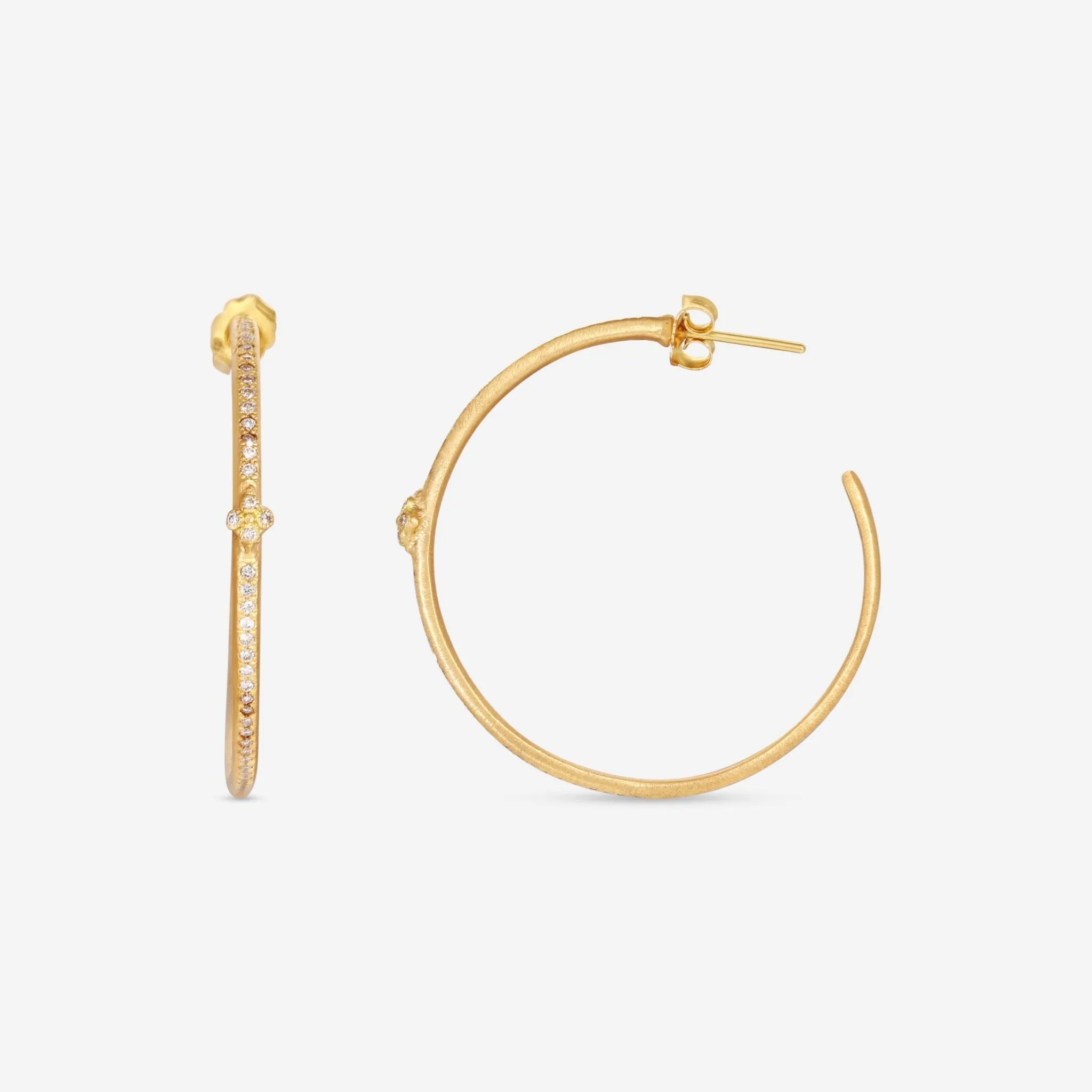 Armenta Sueno 18K Yellow Gold Crivelli Diamond Hoop Earrings 12448