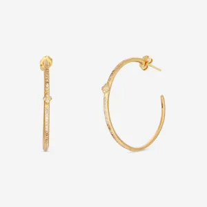 Armenta Sueno 18K Yellow Gold Crivelli Diamond Hoop Earrings 12448