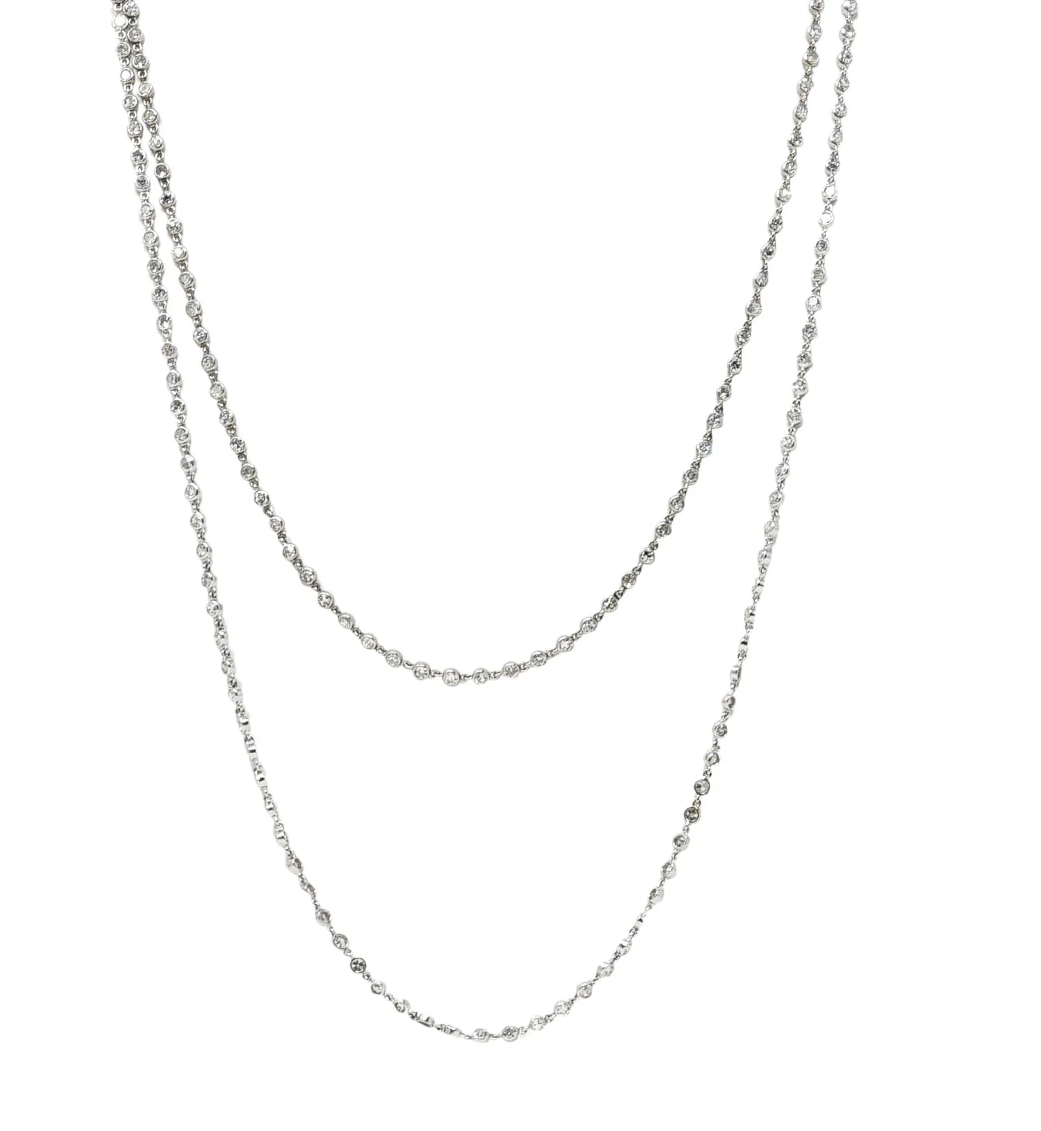 Art Deco 7.50 CTW Diamond Platinum 43 Inch Long Chain Link Necklace
