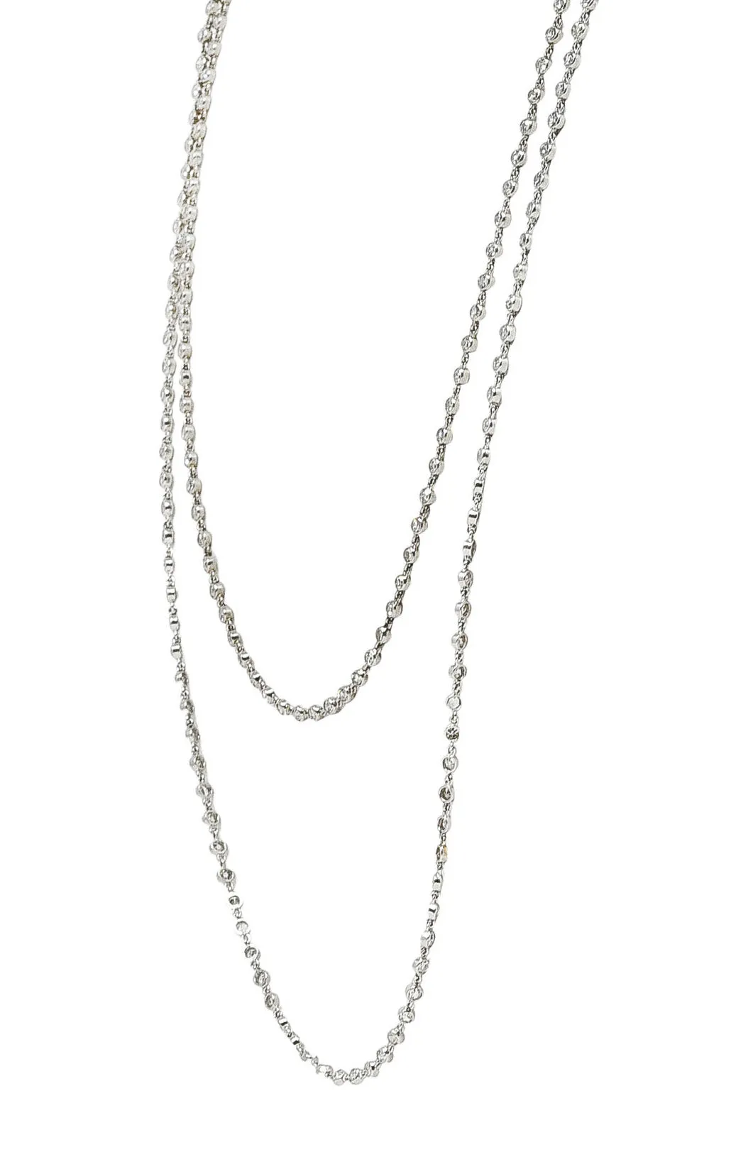 Art Deco 7.50 CTW Diamond Platinum 43 Inch Long Chain Link Necklace