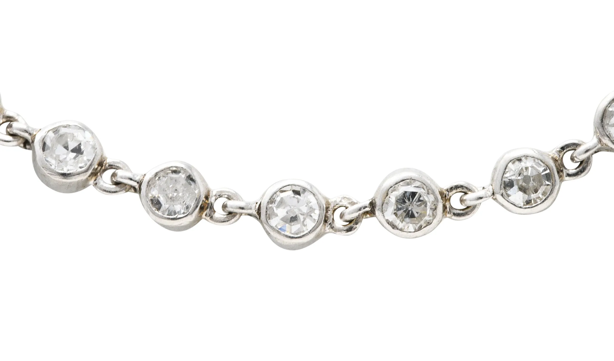 Art Deco 7.50 CTW Diamond Platinum 43 Inch Long Chain Link Necklace