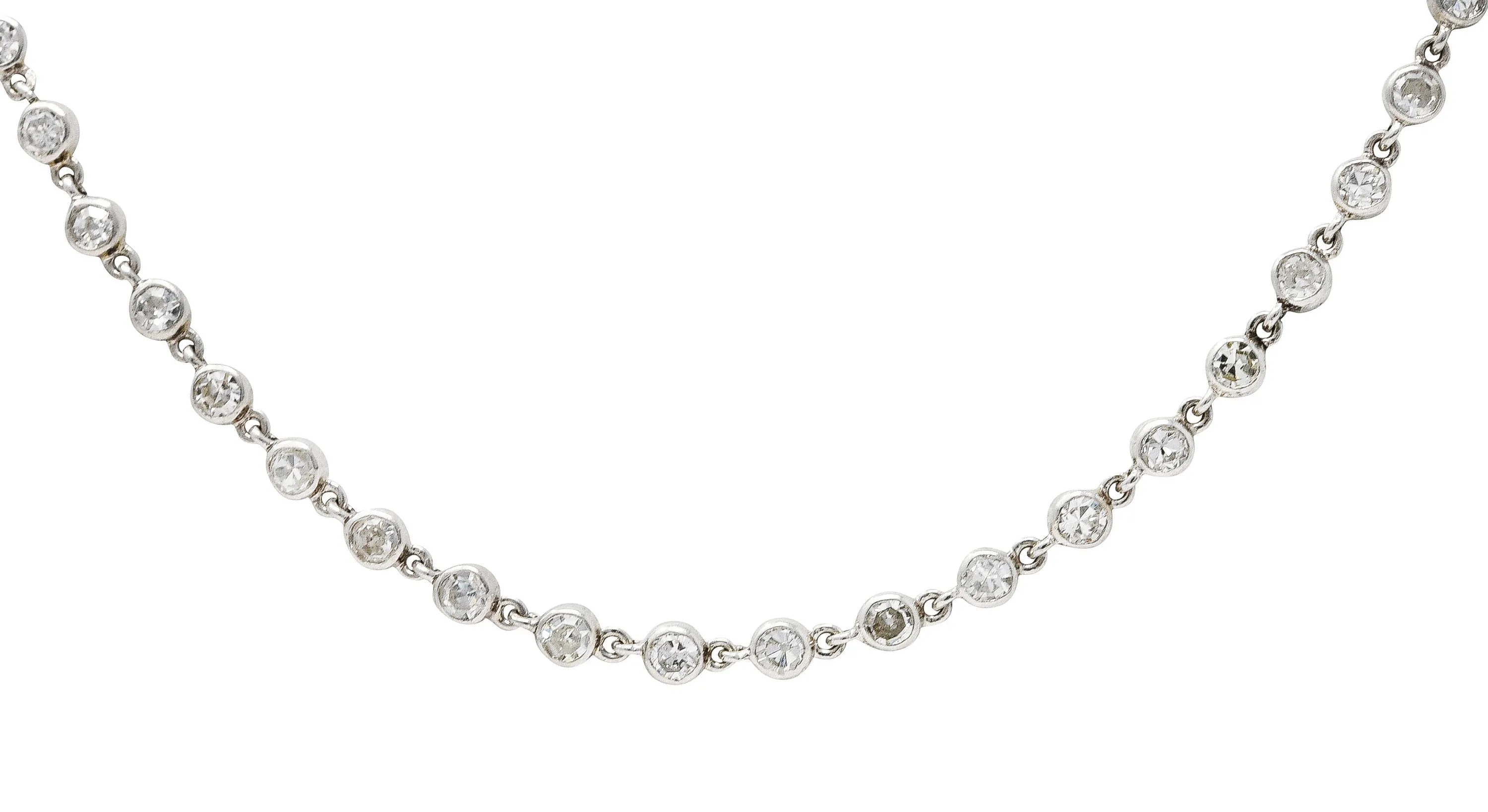 Art Deco 7.50 CTW Diamond Platinum 43 Inch Long Chain Link Necklace
