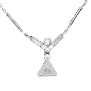 Art Deco diamond 14k white gold necklace