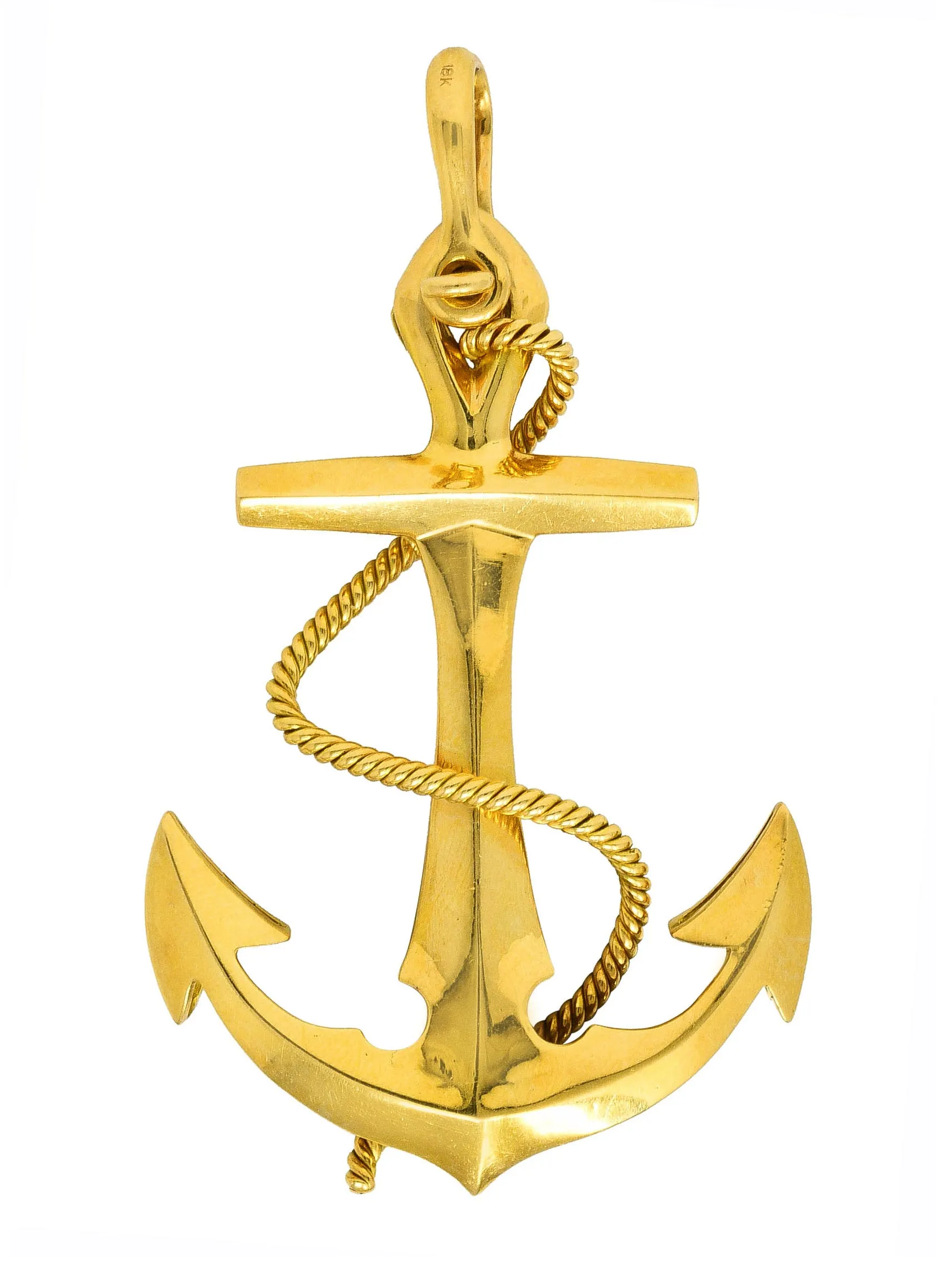 Asprey 1977 Vintage British 18 Karat Yellow Gold Unisex Anchor Pendant