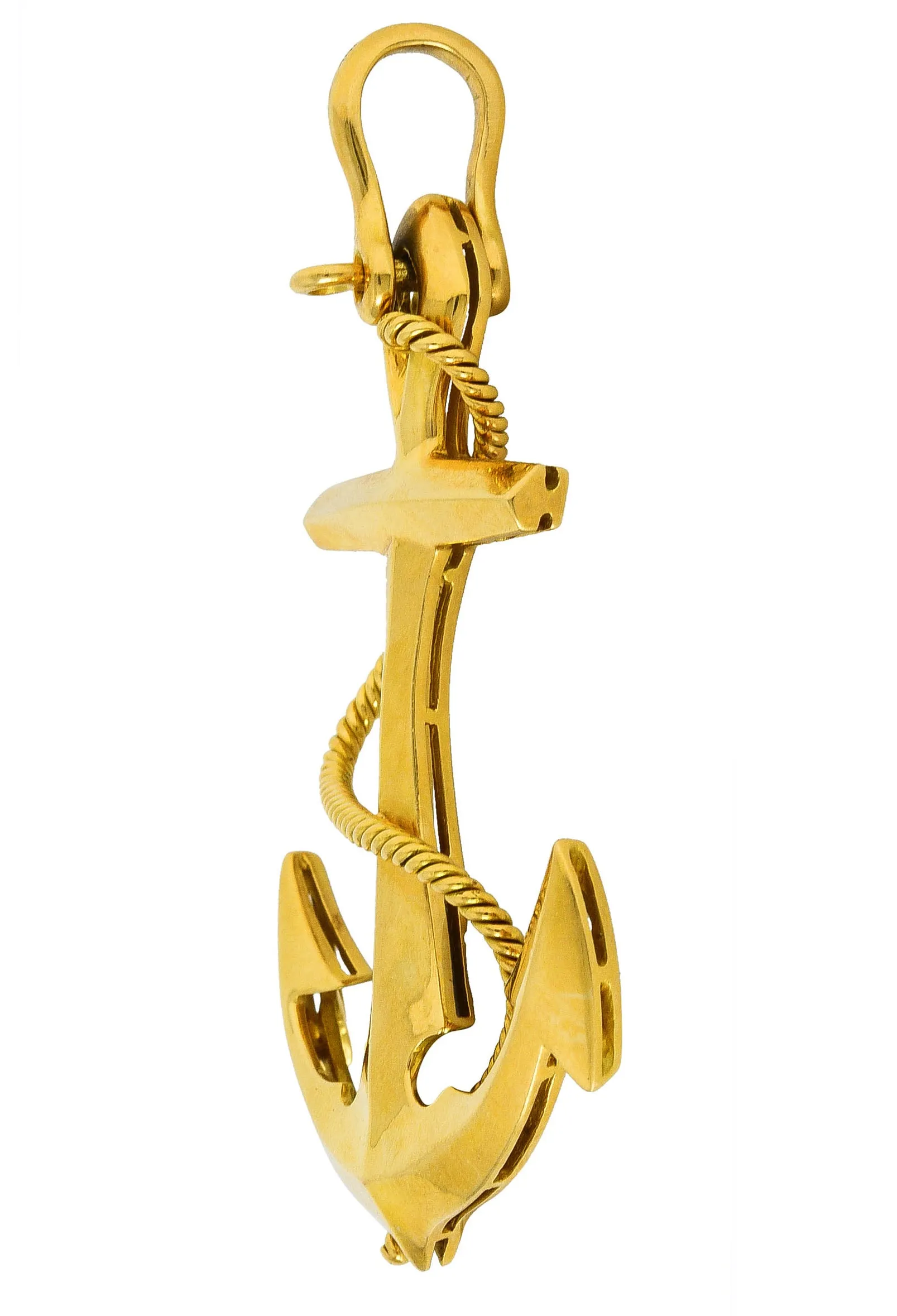 Asprey 1977 Vintage British 18 Karat Yellow Gold Unisex Anchor Pendant