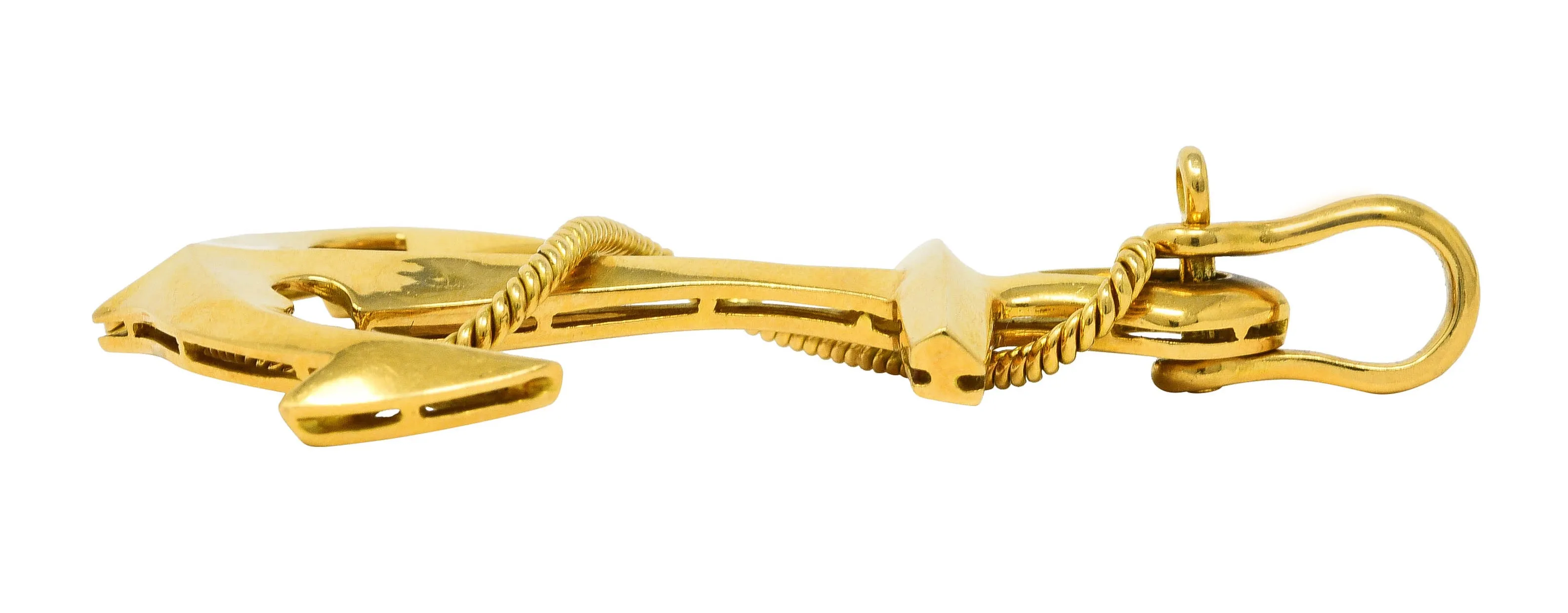 Asprey 1977 Vintage British 18 Karat Yellow Gold Unisex Anchor Pendant