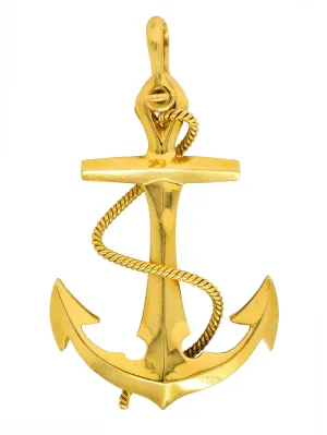Asprey 1977 Vintage British 18 Karat Yellow Gold Unisex Anchor Pendant