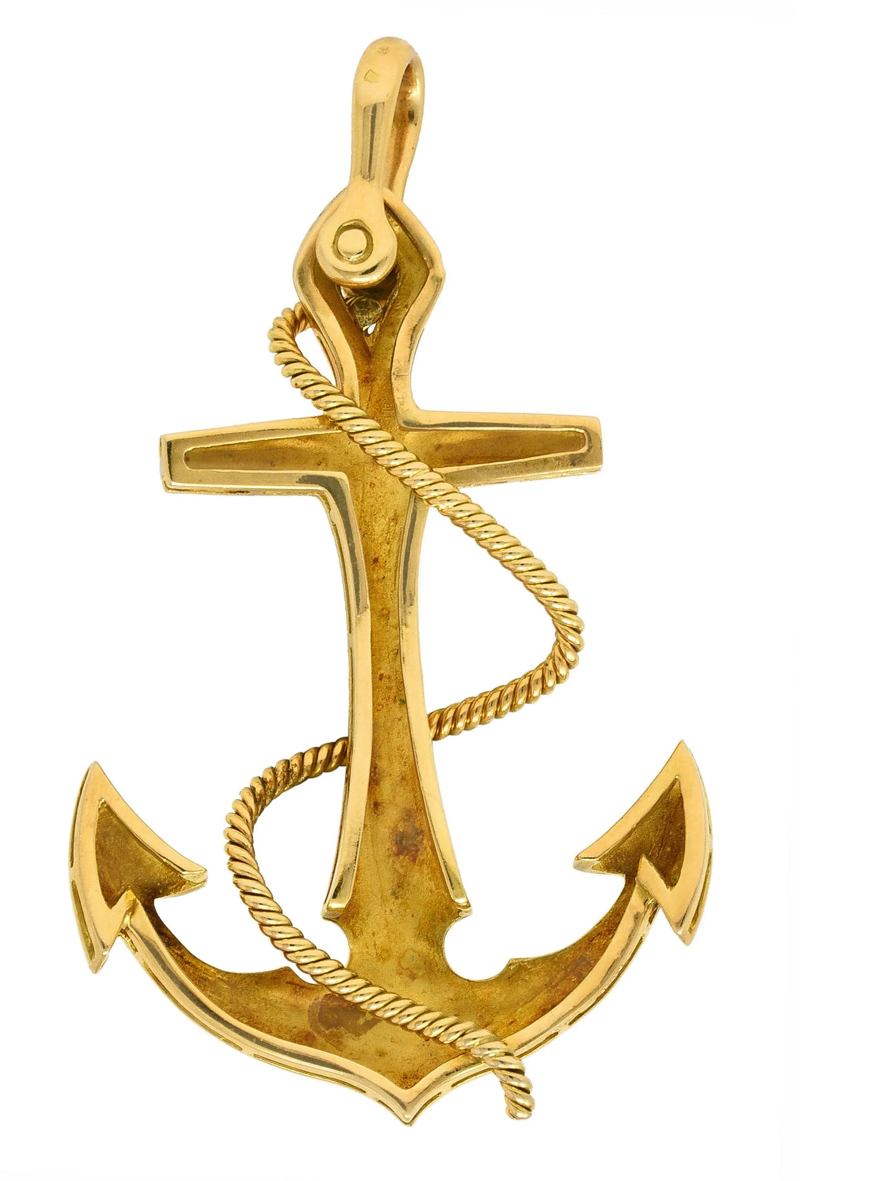 Asprey 1977 Vintage British 18 Karat Yellow Gold Unisex Anchor Pendant