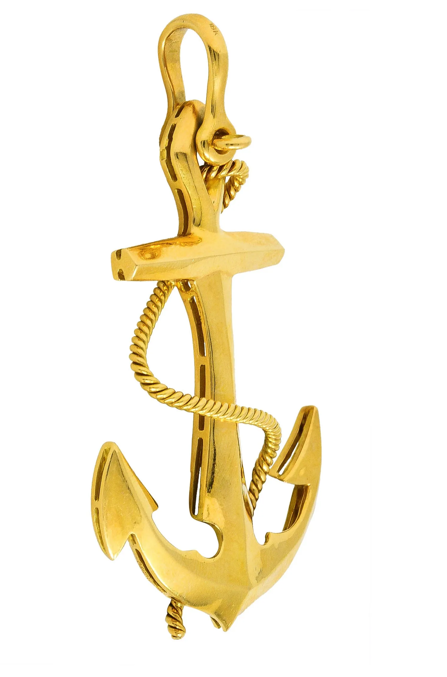 Asprey 1977 Vintage British 18 Karat Yellow Gold Unisex Anchor Pendant