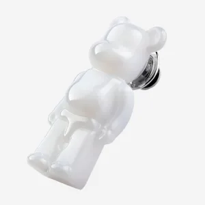 Baccarat Bearbrick Sterling Silver & White Crystal Pin 2814110