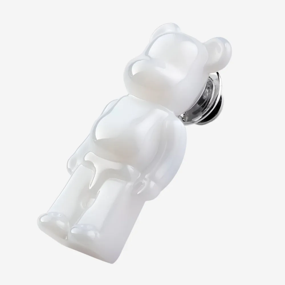 Baccarat Bearbrick Sterling Silver & White Crystal Pin 2814110