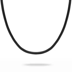 Black Rubber Cord Chain in Sterling Silver