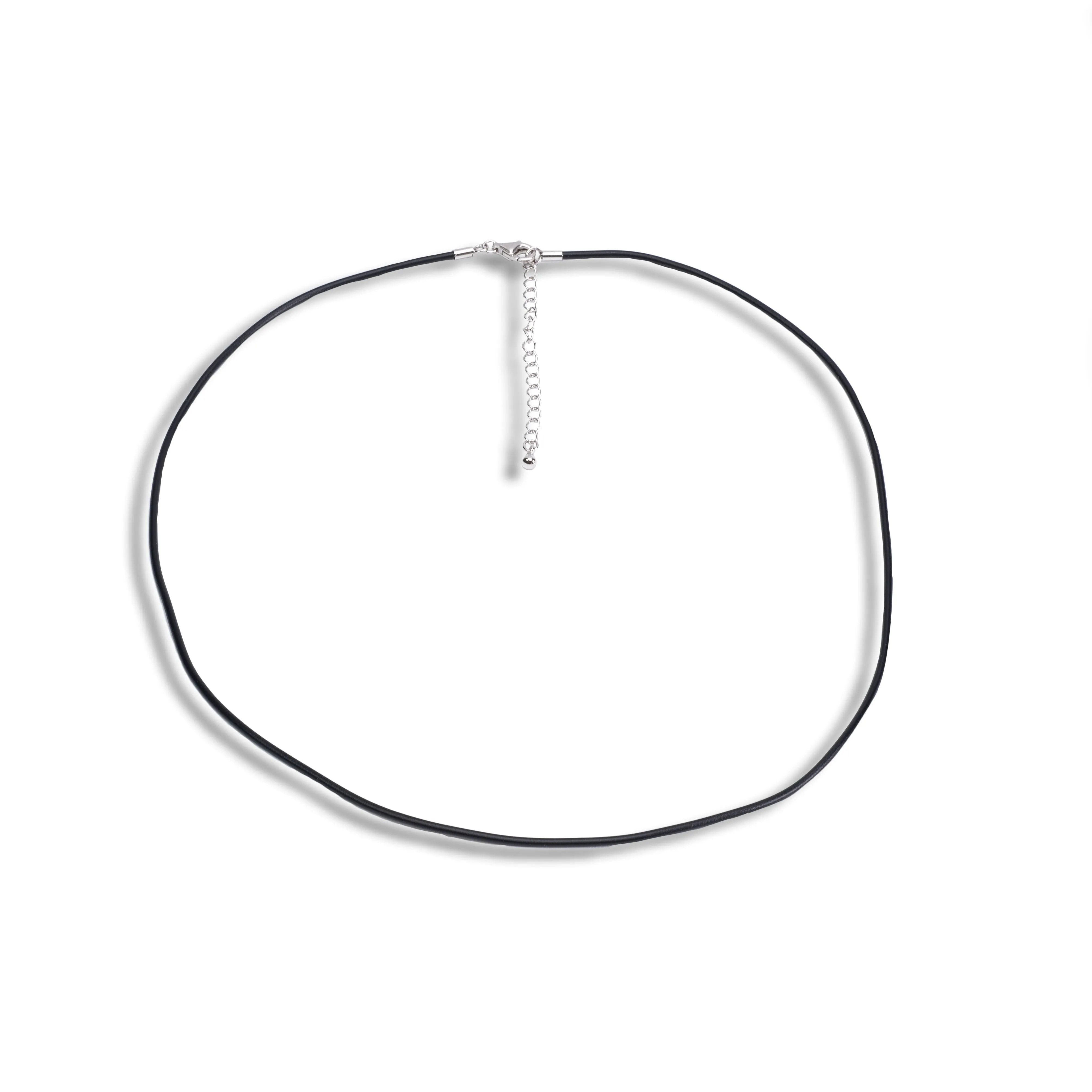 Black Rubber Cord Chain in Sterling Silver