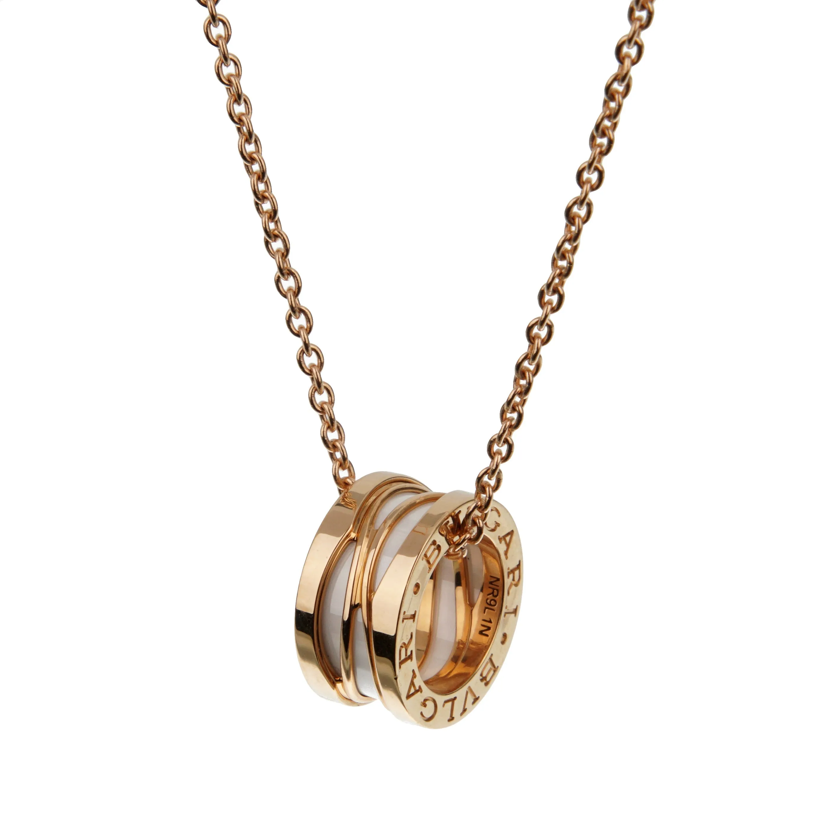 Bvlgari B.zero1 Legend Ceramic Rose Gold Pendant Necklace
