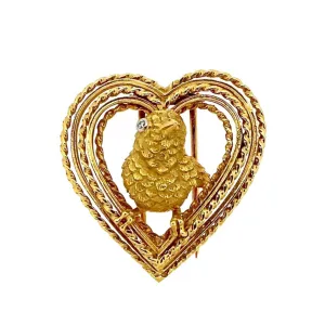 Cartier 1960s 18KT Yellow Gold Diamond Bird Brooch