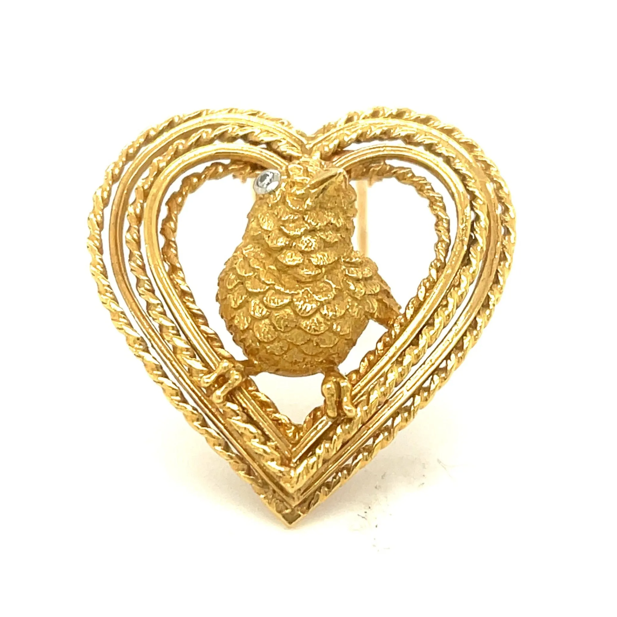 Cartier 1960s 18KT Yellow Gold Diamond Bird Brooch