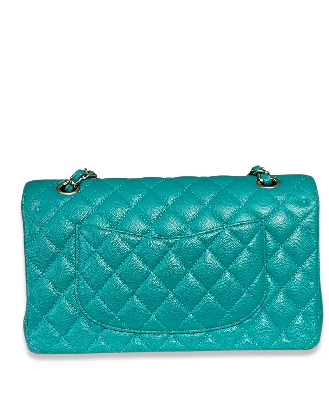 Chanel Timeless Classic Medium M/L 17C Turquoise Caviar/Grained Calfskin Gold-tone Hardware