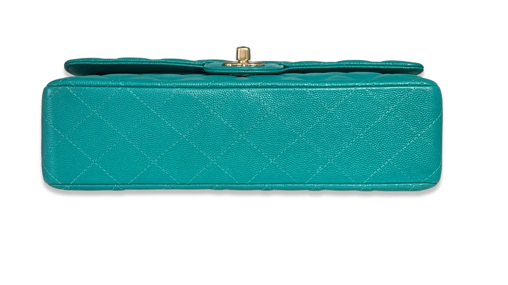 Chanel Timeless Classic Medium M/L 17C Turquoise Caviar/Grained Calfskin Gold-tone Hardware