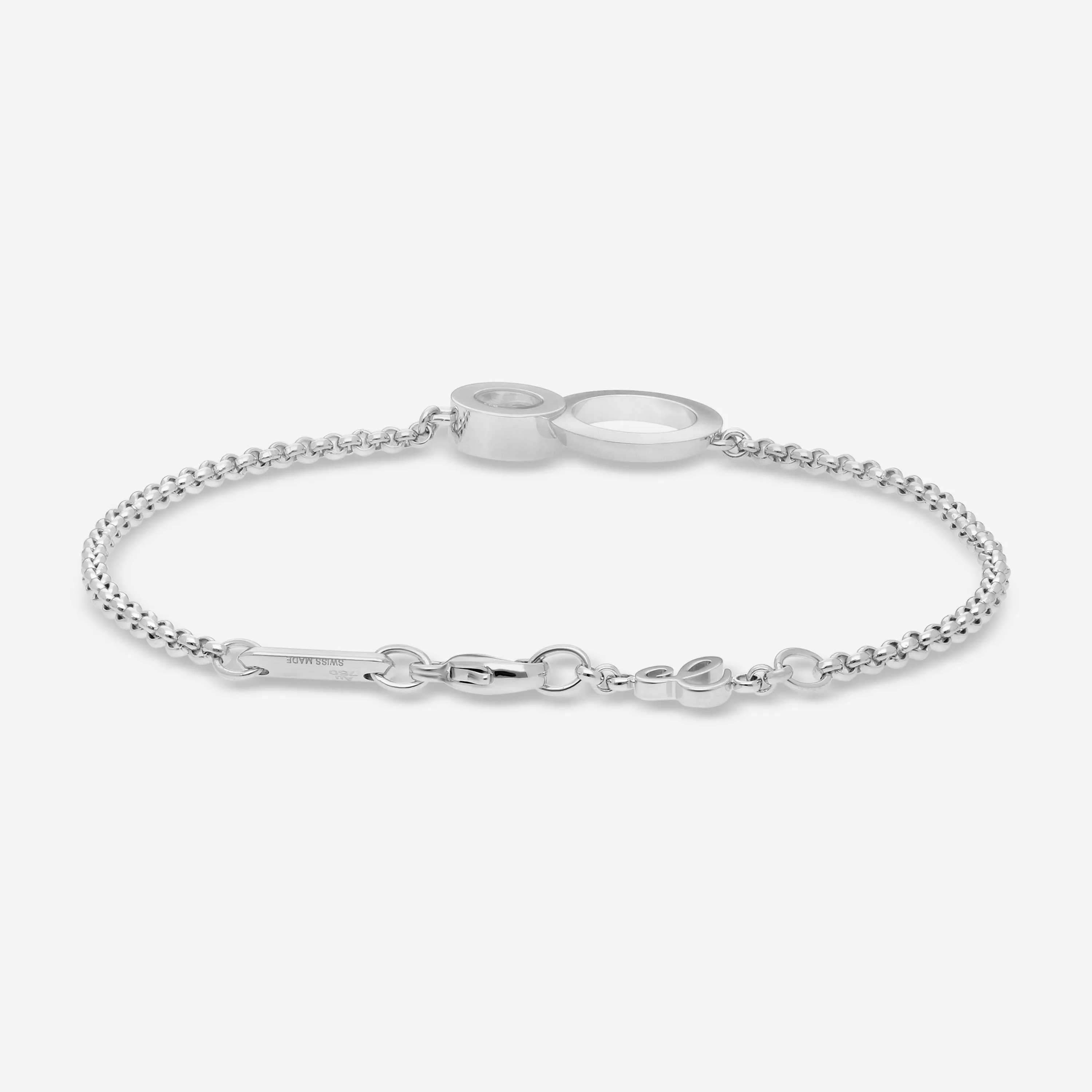 Chopard Happy 8 18K White Gold Diamond Chain Bracelet 859209-1001