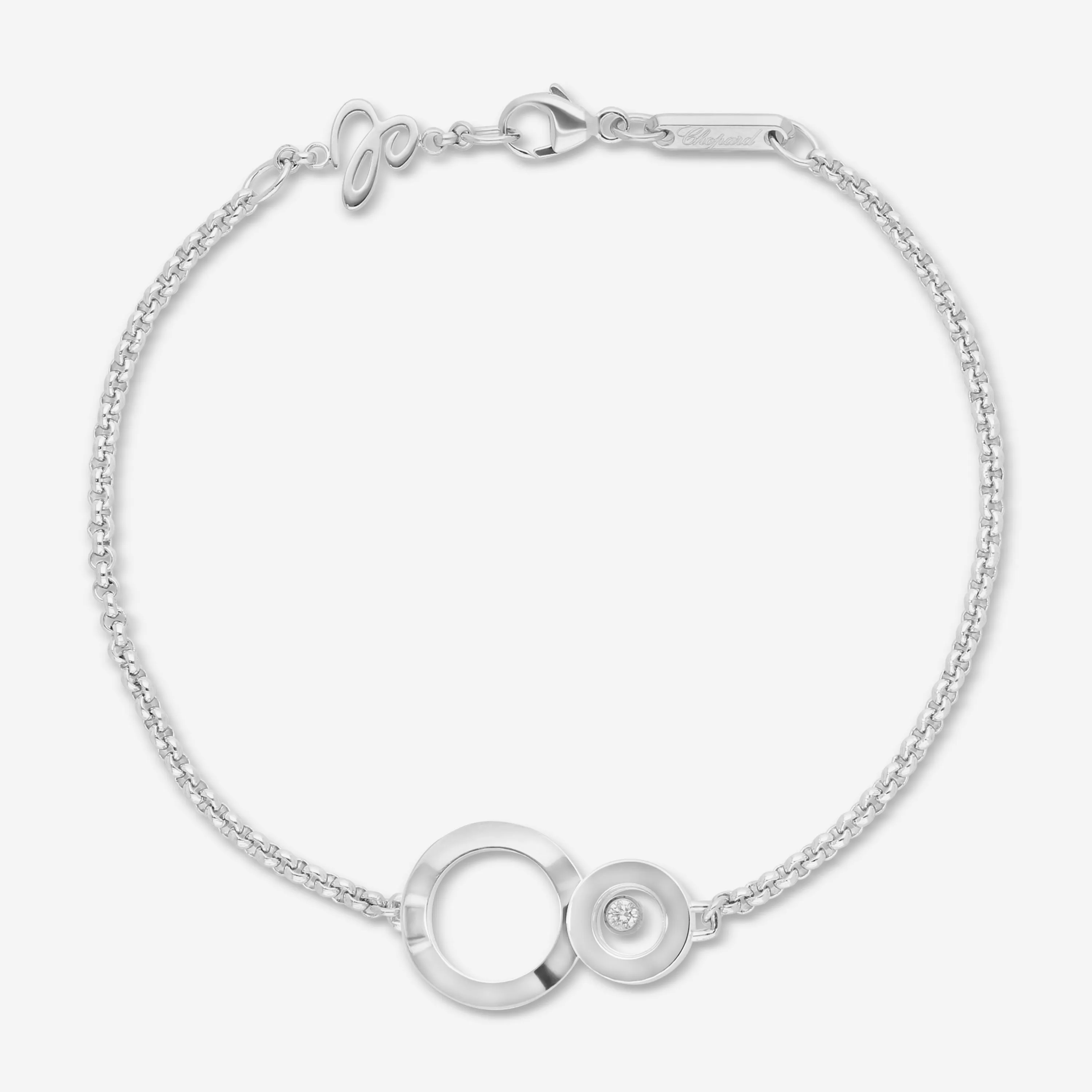 Chopard Happy 8 18K White Gold Diamond Chain Bracelet 859209-1001