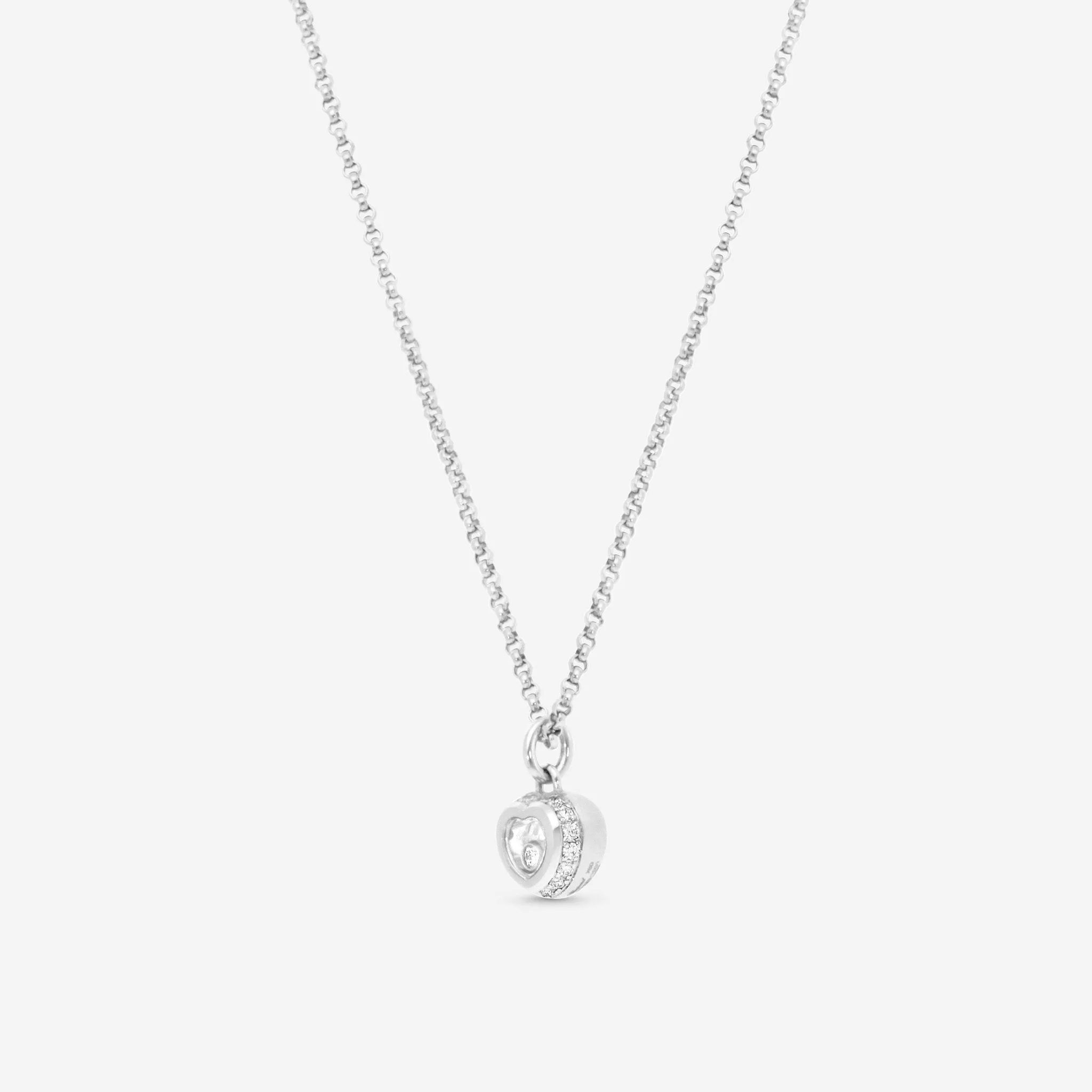 Chopard Happy Diamonds 18K White Gold Diamond Heart Pendant Necklace 799008-100