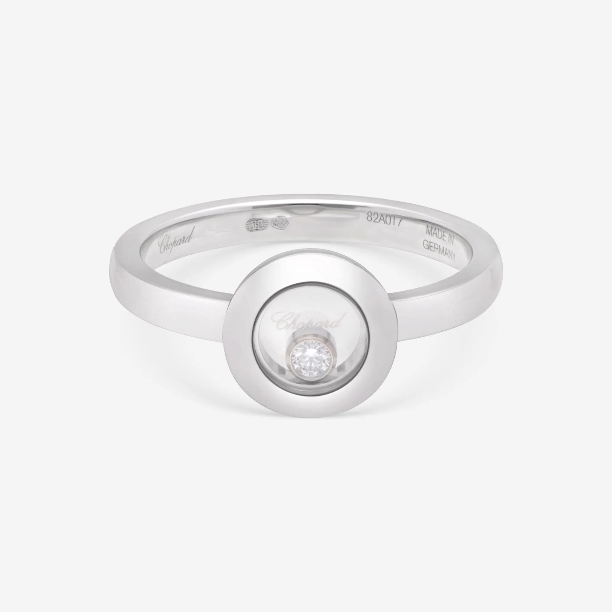Chopard Happy Diamonds Icons 18K White Gold Diamond Ring Size 7.25  82A017-1112