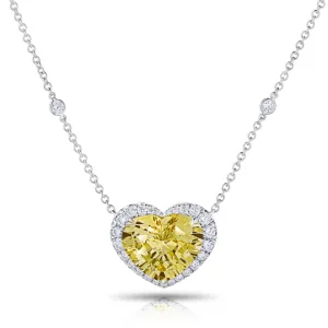 Contemporary Platinum Sapphire & Diamond Heart Necklace