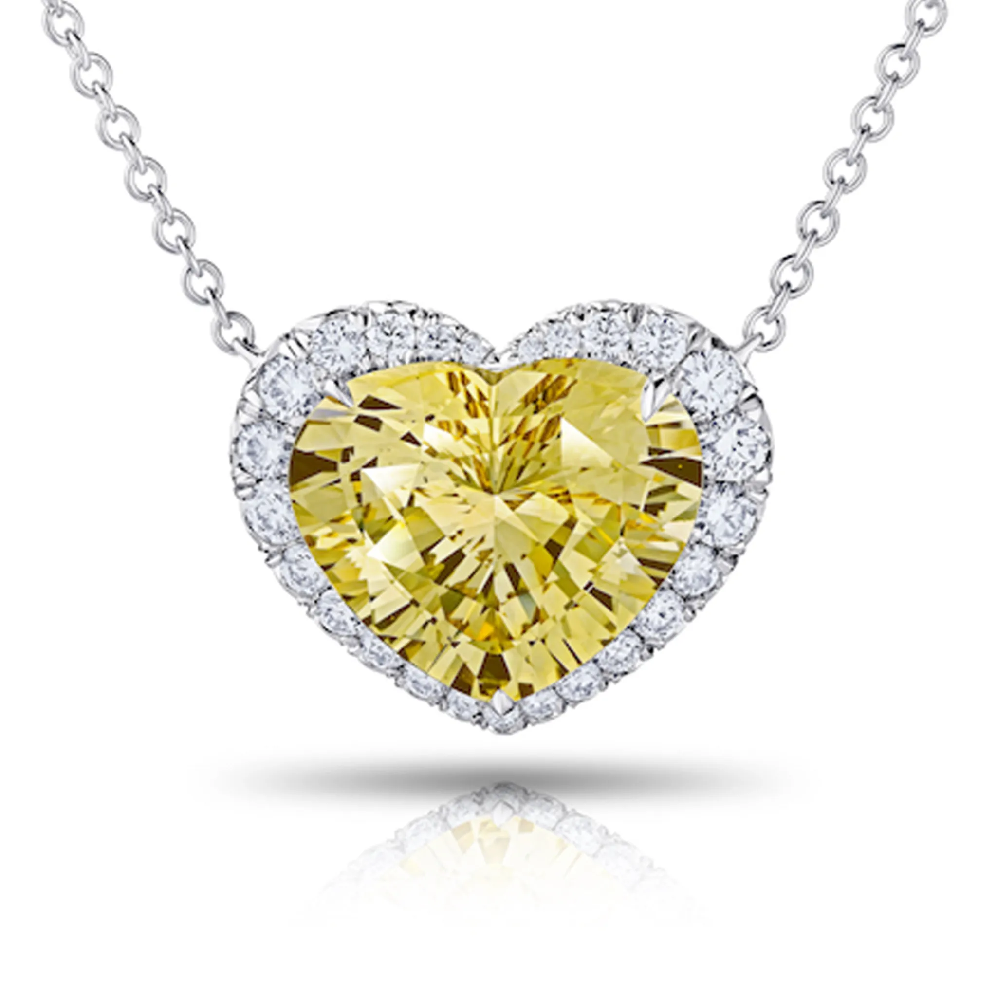 Contemporary Platinum Sapphire & Diamond Heart Necklace