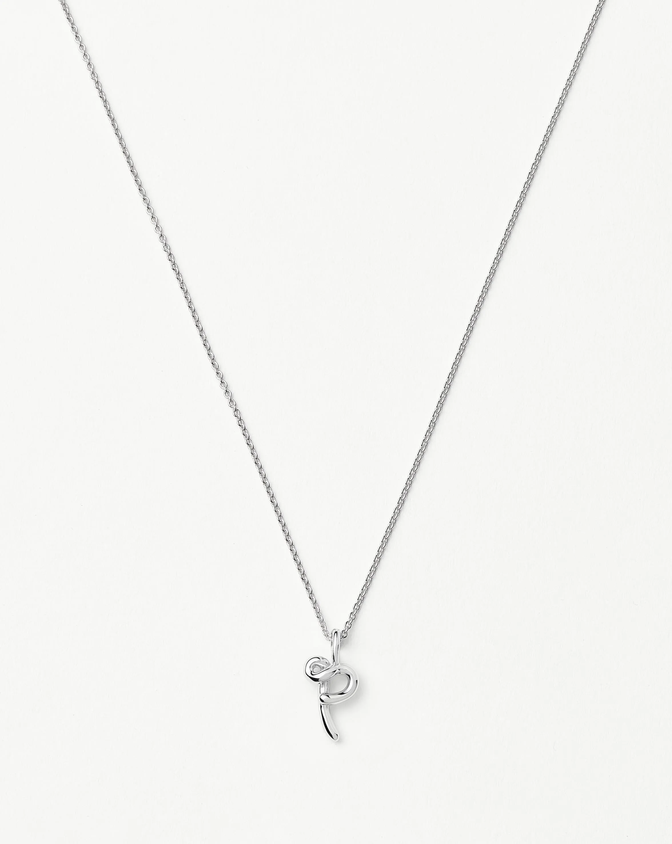 Curly Molten Mini Initial Necklace - P | Sterling Silver