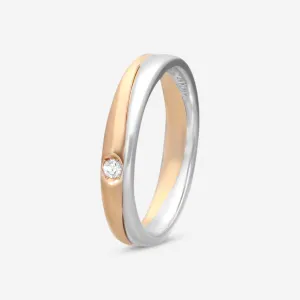 Damiani 18K Rose Gold and 18K White Gold, Diamond Band Ring Sz. 7 20048877