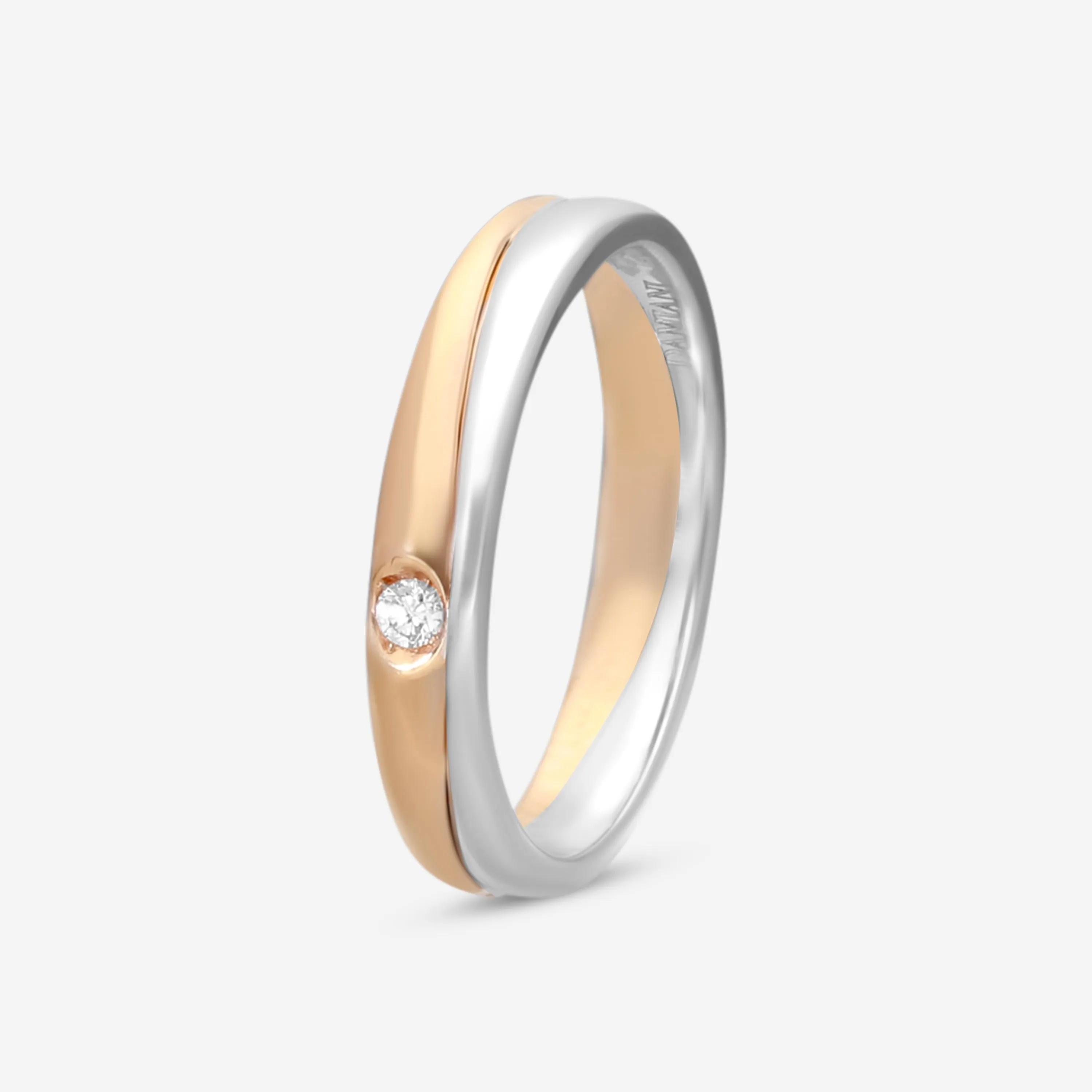 Damiani 18K Rose Gold and 18K White Gold, Diamond Band Ring Sz. 7 20048877